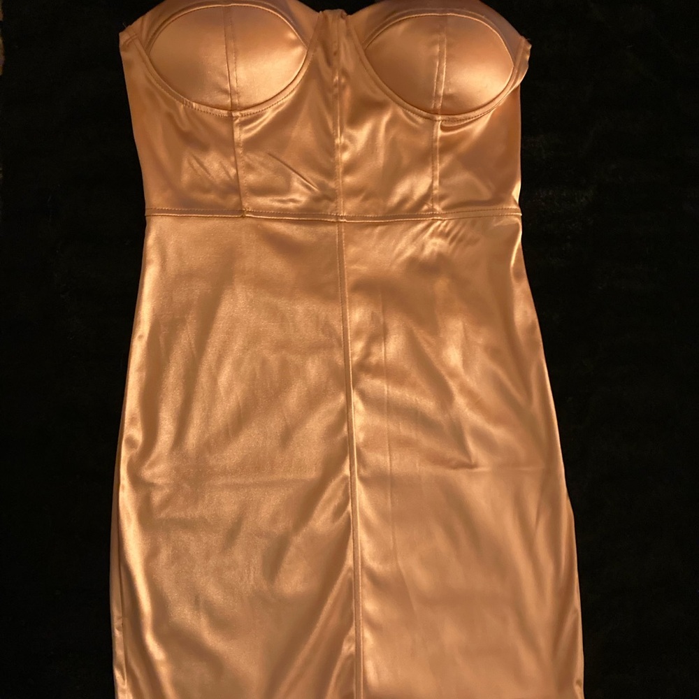 Bodycon Gold Bustier Dress - Picture 7 of 9